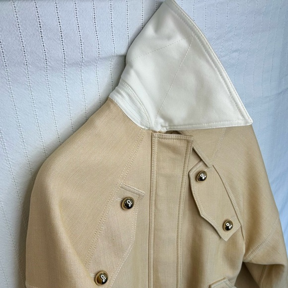 NWT Tory Burch Oversized Trench Coat in Structured Cotton with Leather Trim - Picture 11 of 12